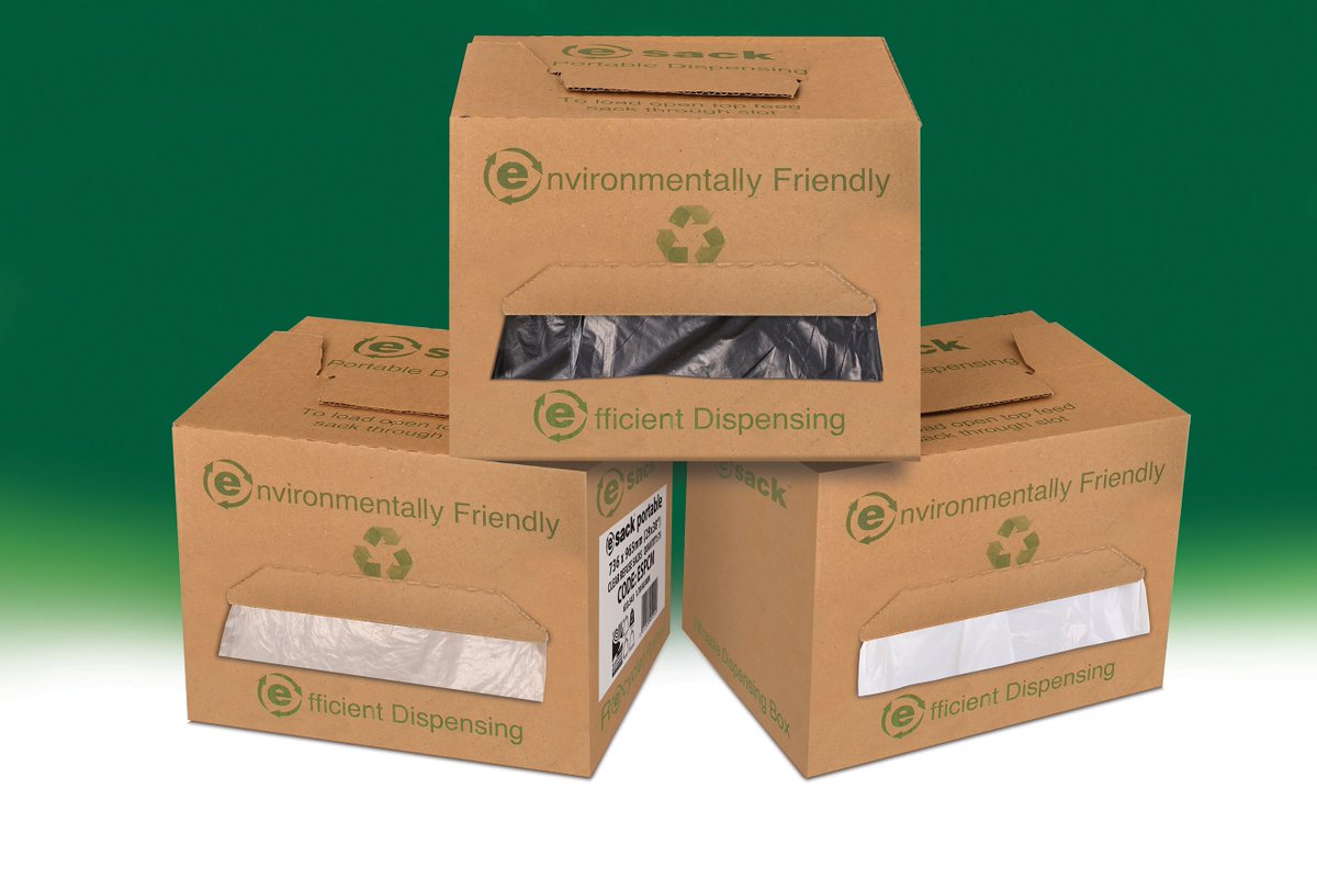 ESack Recycled Pedal Bin Liner x 275 in a portable dispenser