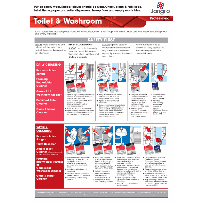 Toilet and Washroom Cleaning Chart