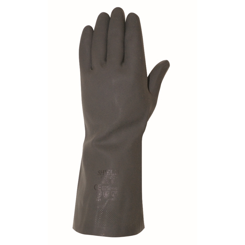 Heavy weight Black Rubber Gloves, Medium