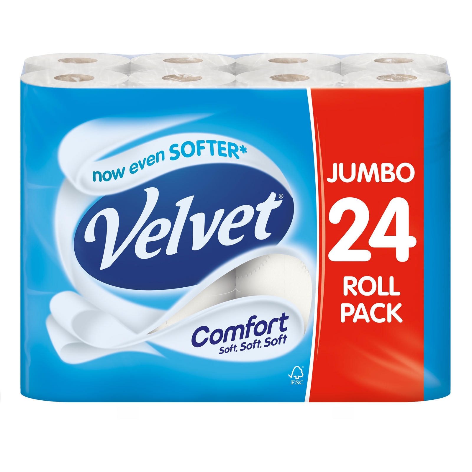 Velvet Comfort Toilet Rolls, 2 ply, x 24 rolls