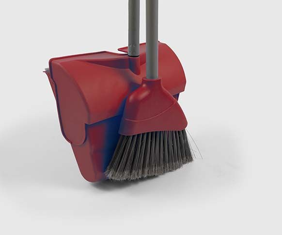 Angle Lobby Broom, Red, with Lightweight Lobby Dustpan